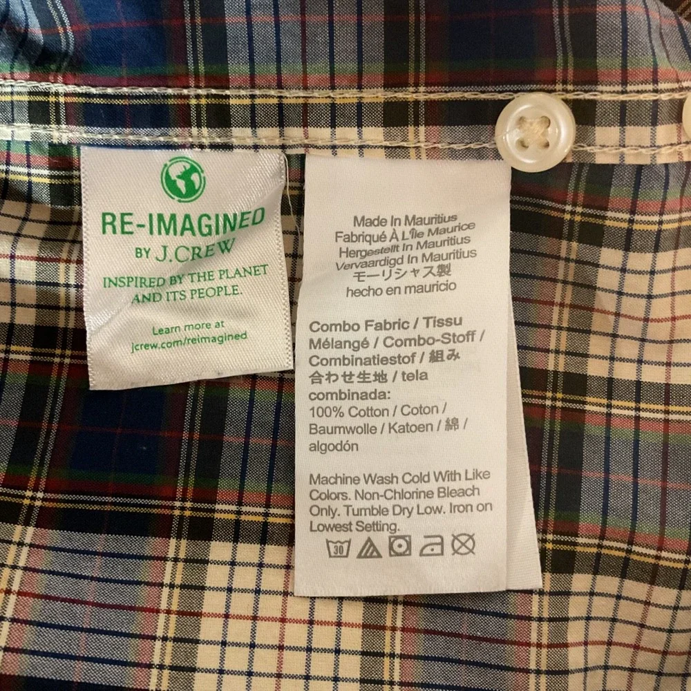 J.‎ Crew Men's Plaid Printed Collared Long Sleeve Button Down Shirt Size Large